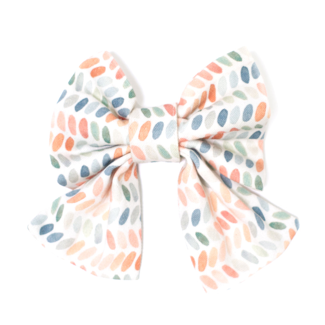 Multi-color modern dot print sailor dog bow.