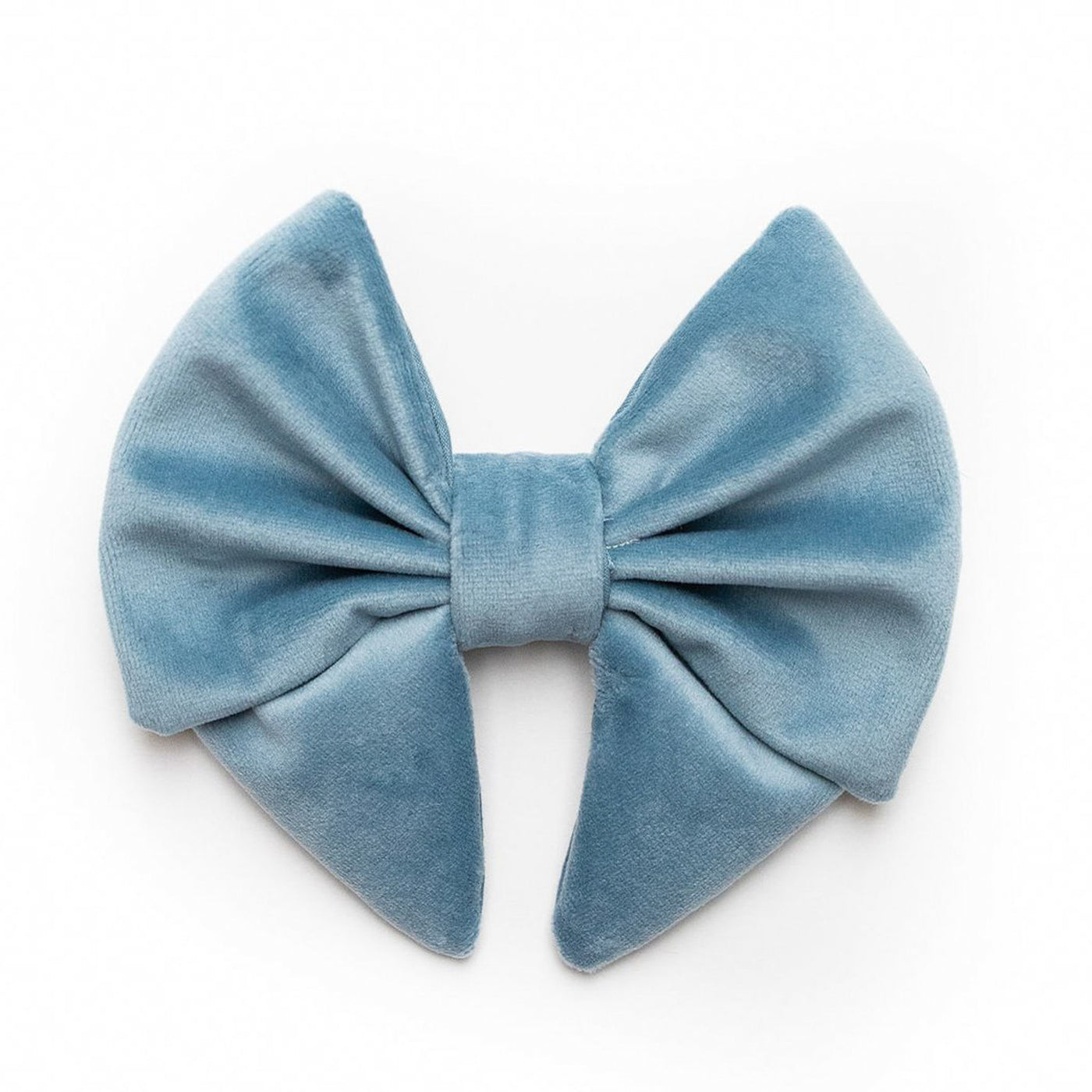 Sailor dog bow in dusty blue velvet