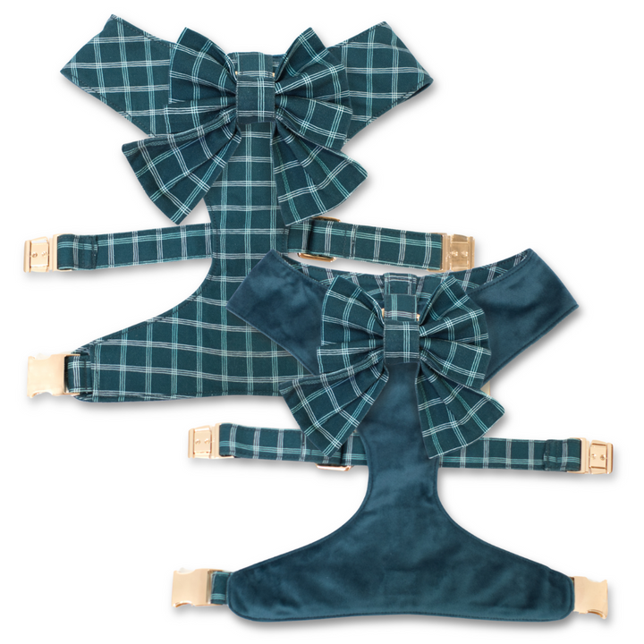 Atlantic Waves Reversible Dog Harness + Sailor Bow