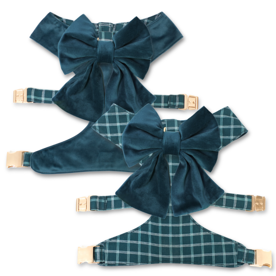 Atlantic Waves Reversible Dog Harness + Sailor Bow