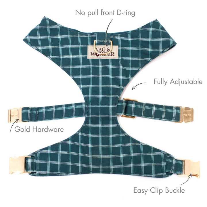 Atlantic Waves Reversible Dog Harness + Sailor Bow