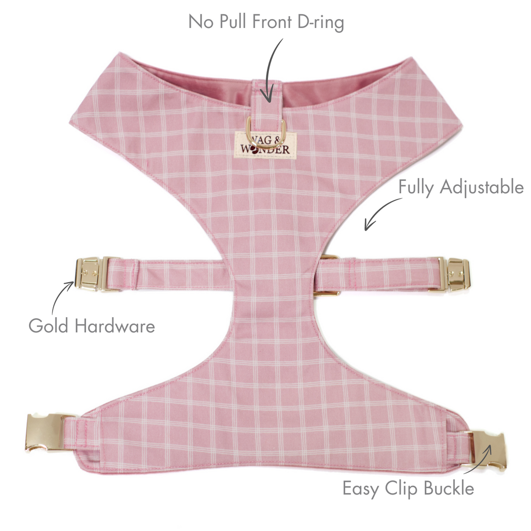 Rose Blossom Reversible Dog Harness + Bow Tie