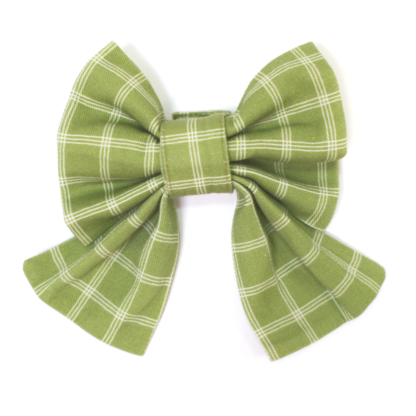 Meadow green triple windowpane plaid sailor dog bow for collars and harnesses