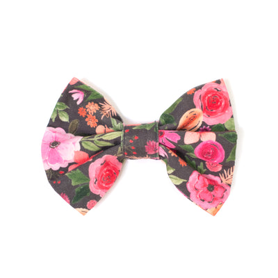 Pink floral classic dog bow tie for collars and harnesses