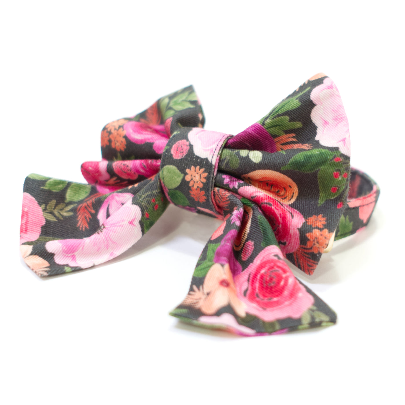 Pink & purple floral dog collar with sailor bow