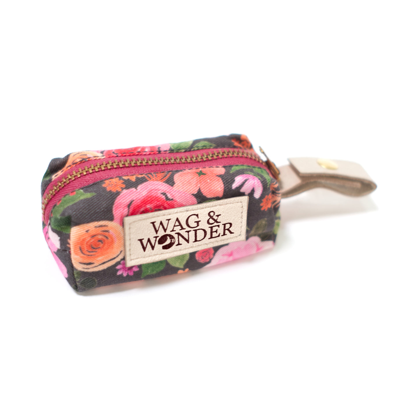 Pink floral dog poop bag holder