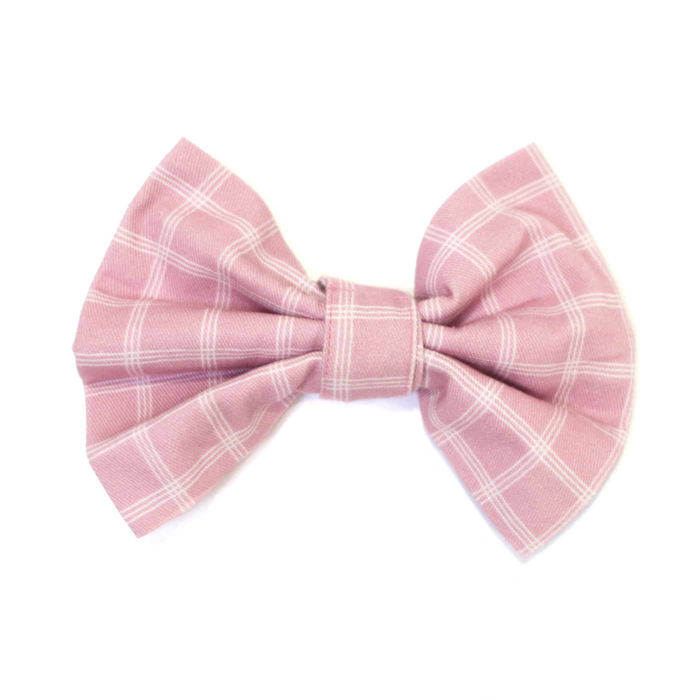 Millennial pink triple windowpane plaid classic dog bow tie
