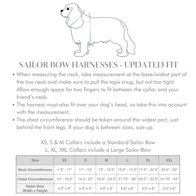 Arctic Sky Reversible Dog Harness + Velvet Misty River Sailor Bow