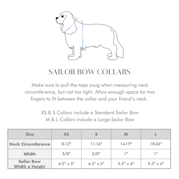 Rose Blossom Windowpane Classic Dog Collar + Sailor Bow
