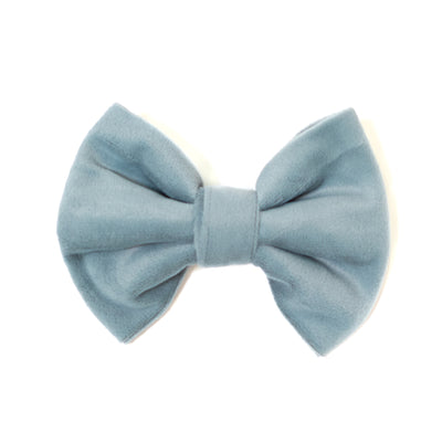 Light blue velvet dog bow tie