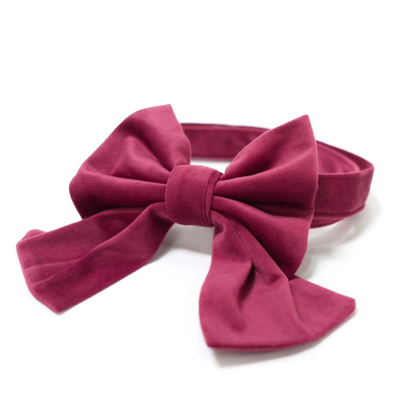 Wine velvet dog collar with sailor bow