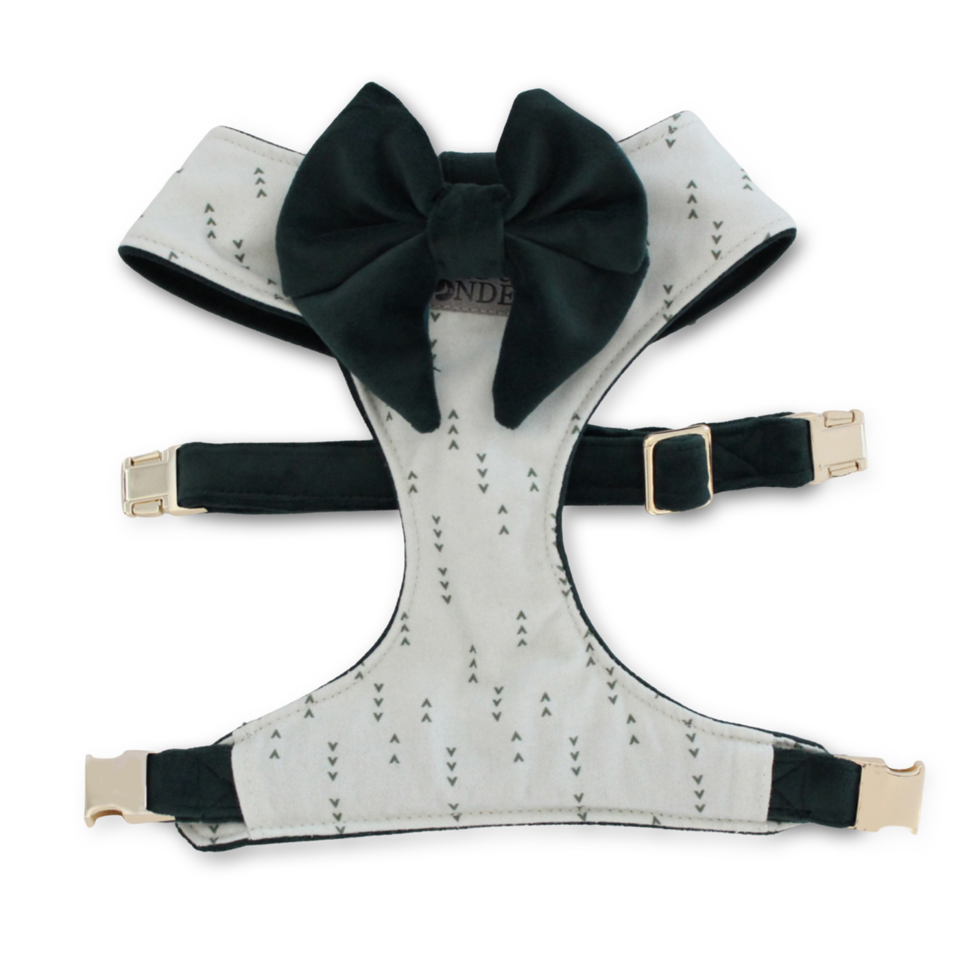 Evergreen Forest Reversible Dog Harness + Velvet Evergreen Sailor Bow