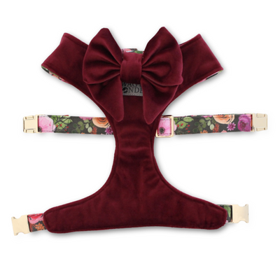 Mulberry Bouquet Reversible Dog Harness + Velvet Mulberry Sailor Bow