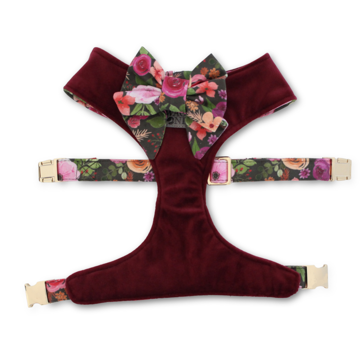 Mulberry Bouquet Reversible Dog Harness + Mulberry Bouquet Sailor Bow