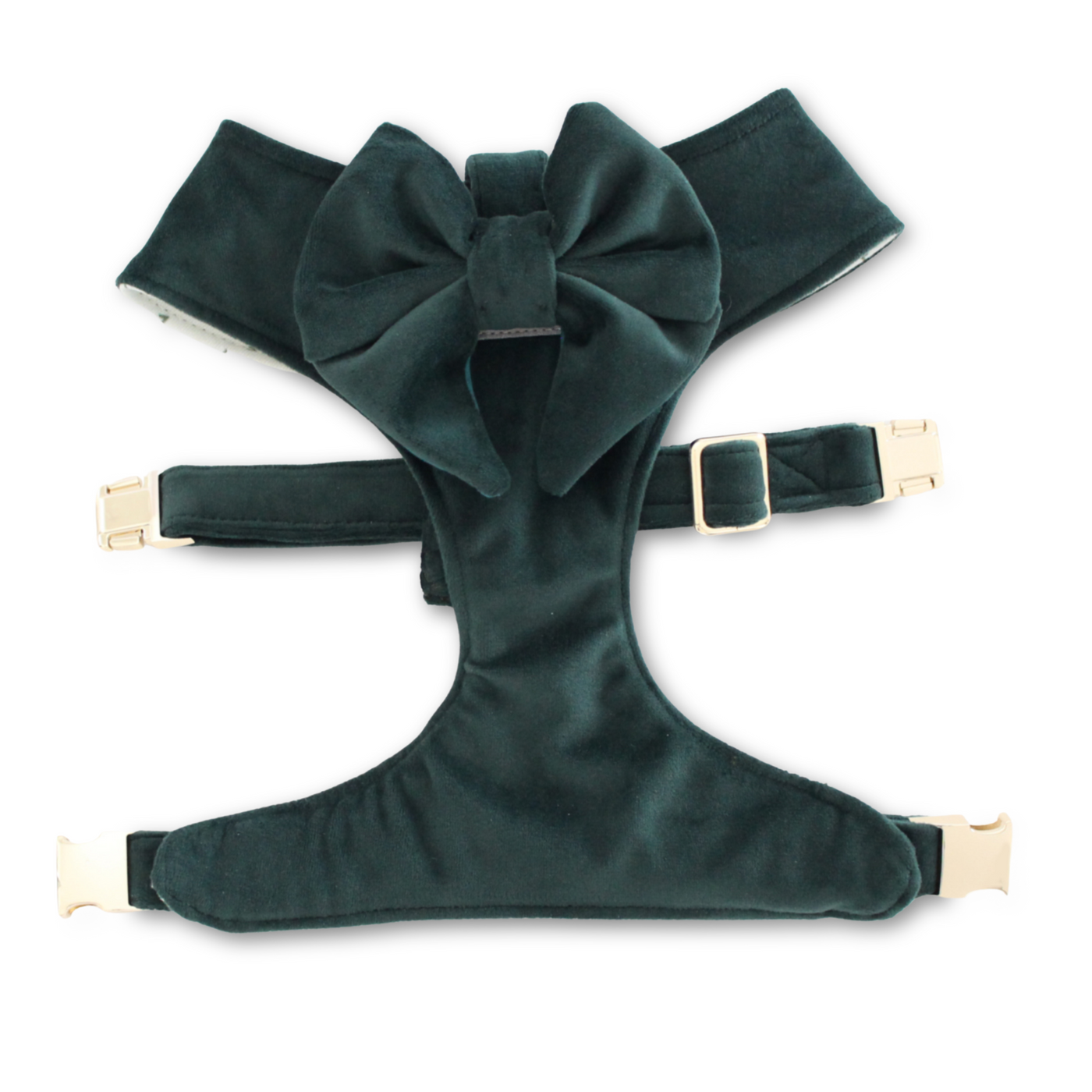 Evergreen Forest Reversible Dog Harness + Velvet Evergreen Sailor Bow