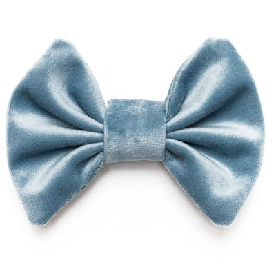 Classic dog bow tie in dusty blue velvet