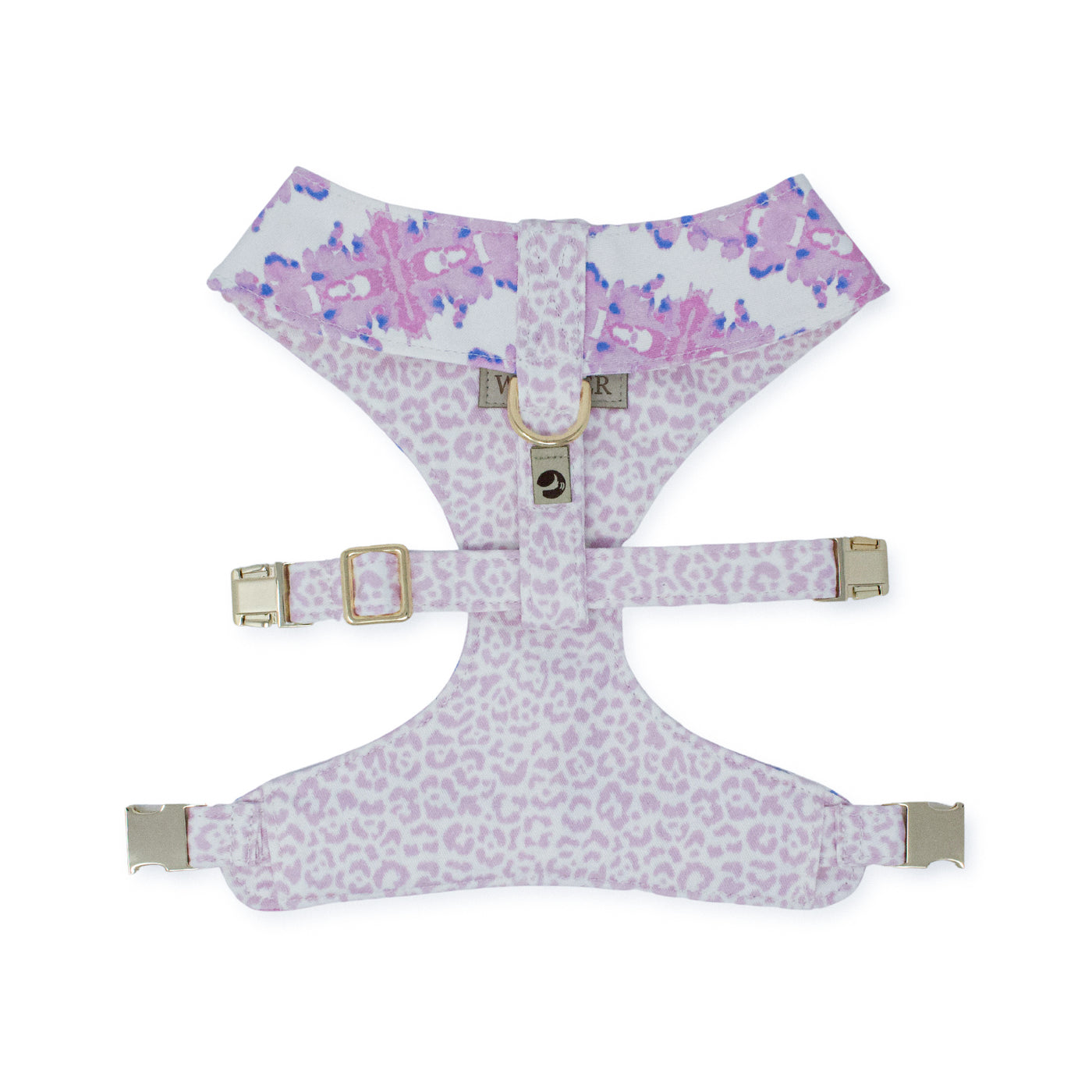 French Lavender Reversible Dog Harness + Ink Blot Bow Tie