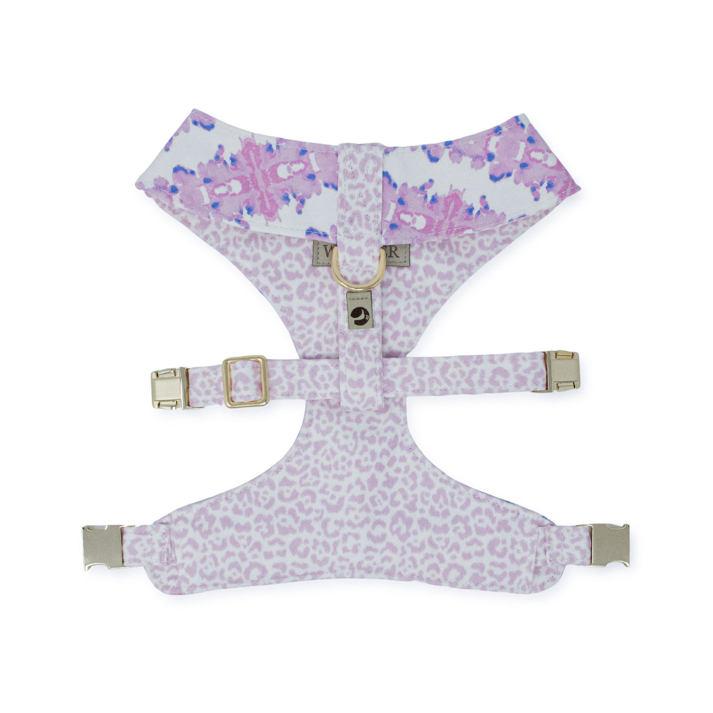 French Lavender Reversible Dog Harness + Rosette Bow Tie