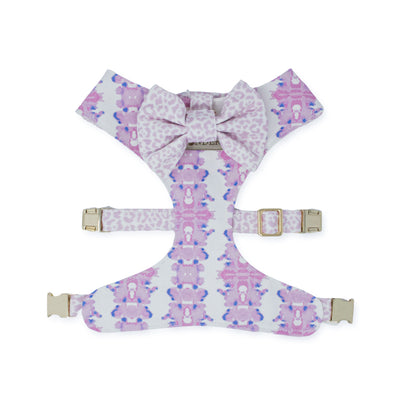 French Lavender Reversible Dog Harness + Rosette Bow Tie