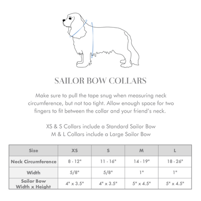 Navy Watercolor Plaid Classic Dog Collar + Sailor Bow