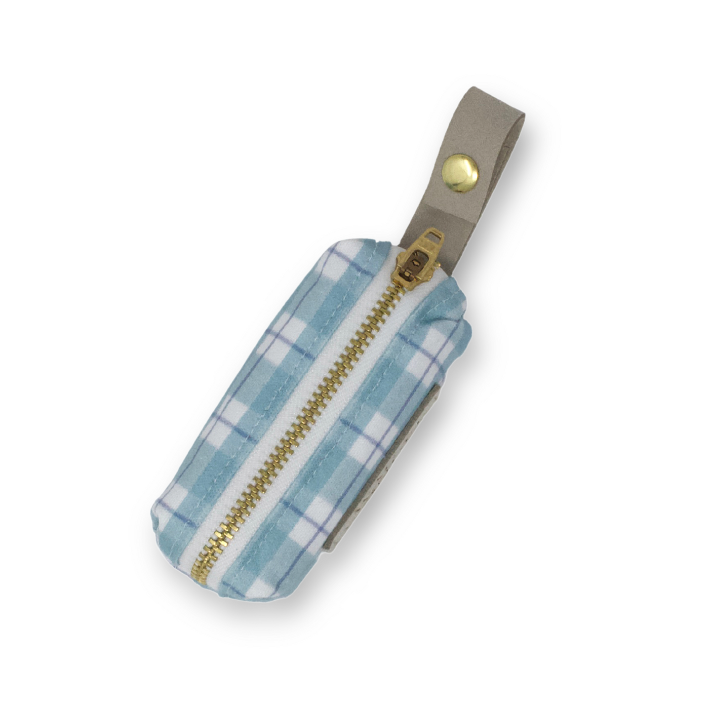 aqua and blue plaid dog poop bag holder