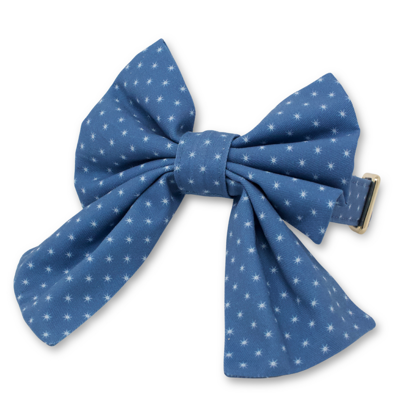 blue star print dog collar & dog sailor bow