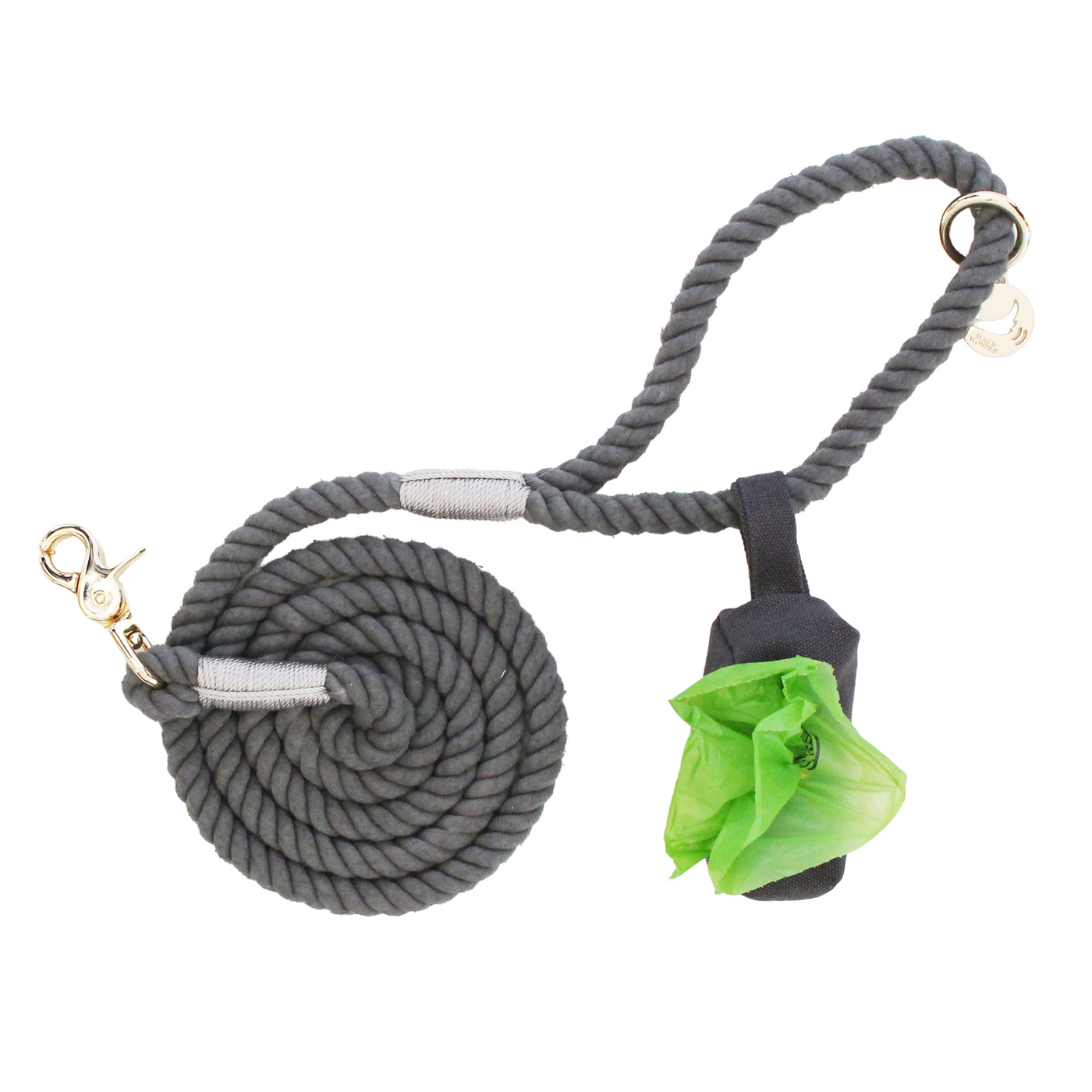 Stone Rope Dog Leash + Stone Waste Bag Holder