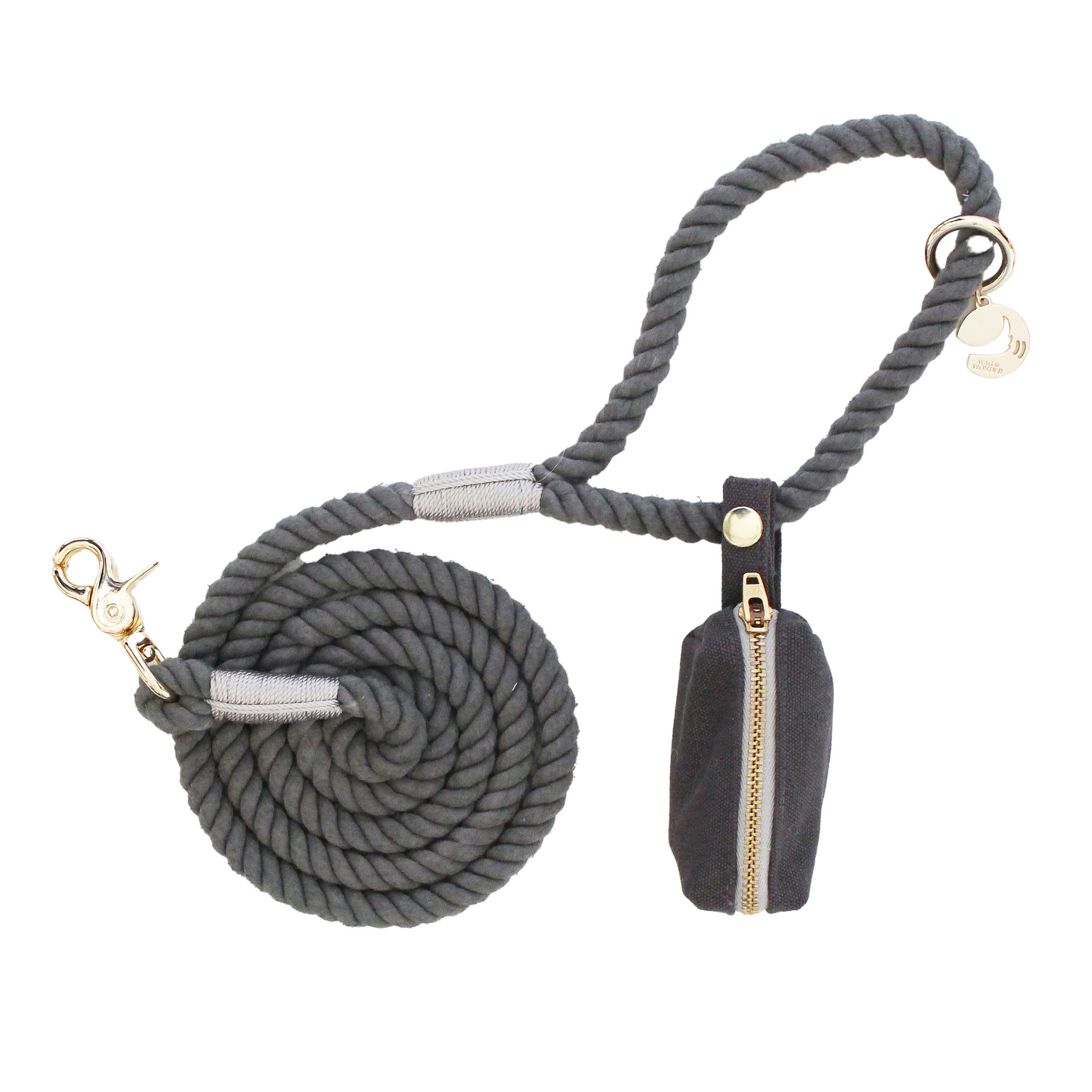 Stone Rope Dog Leash + Stone Waste Bag Holder