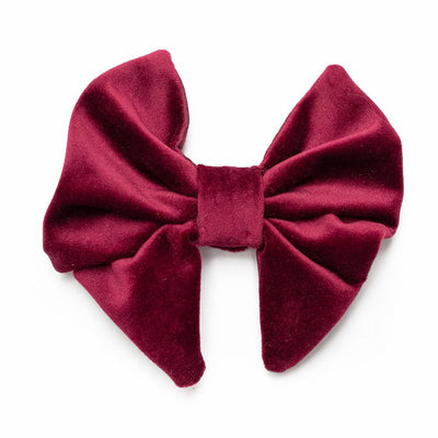 Sailor dog bow in wine velvet